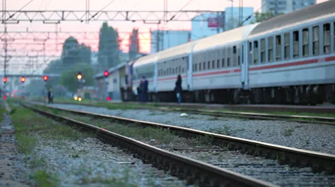 Train leaving the station Stock Footage 37027881