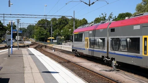 Train leaving station Stock Footage 91967813