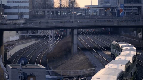 Train leaving station Stock Footage 127006045