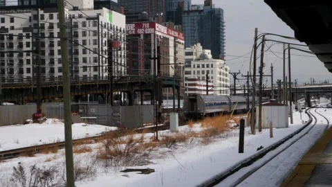 Train leaving station Stock Footage 148456417