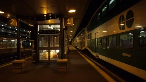 Train leaving station - GO Train - Toronto Stock Footage 68999807