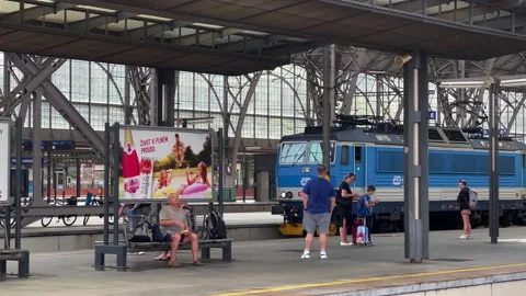 Train Leaving Station Prague Stock Footage 201344150