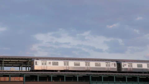 A train leaving the station in Queens Stock Footage 278248840