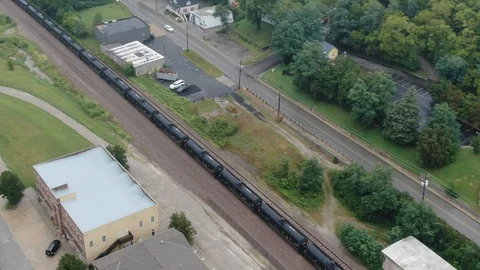 Train leaving town Stock Footage 114751737