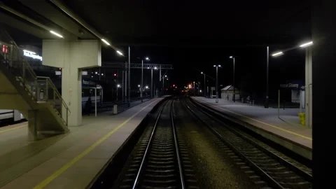 Train leaving trainstation Stock Footage 150239399