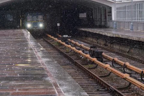 The train is leaving the tunnel Stock Photos