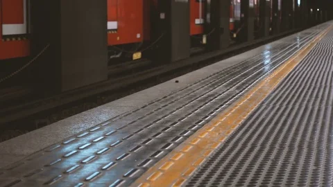 Train leaving an underground station Stock Footage 71308973