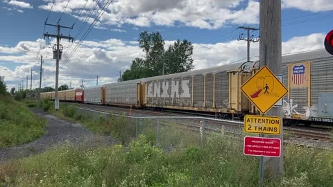 Train level crossing Stock Footage 137667505