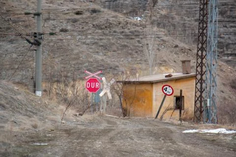 Train level crossing Stock Photos