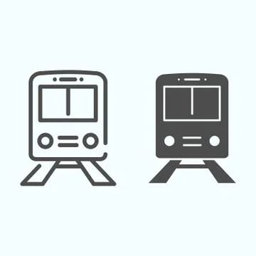 Train line and solid icon. Railway illustration isolated on white. Subway Stock Illustration