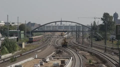 Train line repair workers berlin germany Stock Footage 68088683