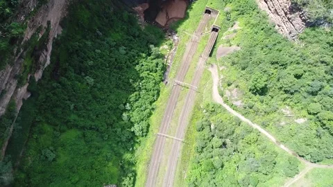 Train line waterfall Stock Footage 132222427