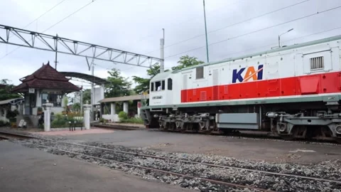 Train locomotive in Yogyakarta, Java, Indonesia. Train Stock Footage 221203778
