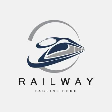 Train Logo Design. Fast Train Track Vector, Fast Transport Vehicle Illustrati Stock Illustration