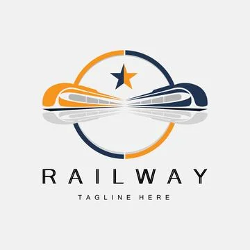 Train Logo Design. Fast Train Track Vector, Fast Transport Vehicle Illustrati Illustrazione stock