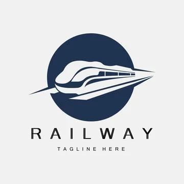 Train Logo Design. Fast Train Track Vector, Fast Transport Vehicle Illustrati Stock Illustration