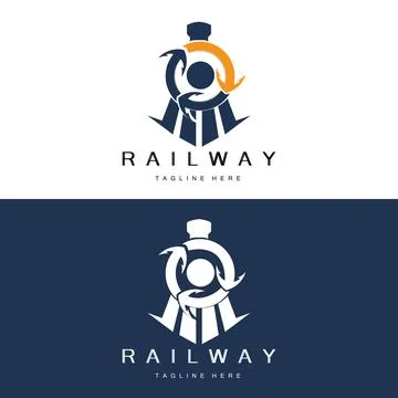 Train Logo Design. Fast Train Track Vector, Fast Transport Vehicle Illustra.. Stock Illustration