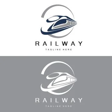 Train Logo Design. Fast Train Track Vector, Fast Transport Vehicle Illustra.. Stock Illustration