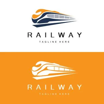Train Logo Design. Fast Train Track Vector, Fast Transport Vehicle Illustra.. Stock Illustration