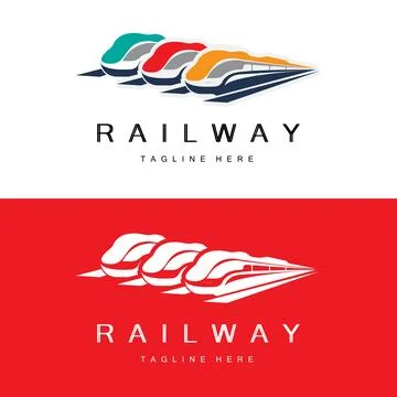 Train Logo Design. Fast Train Track Vector, Fast Transport Vehicle Illustra.. Stock Illustration
