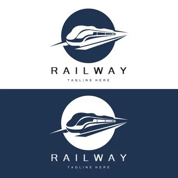 Train Logo Design. Fast Train Track Vector, Fast Transport Vehicle Illustra.. Illustrazione stock