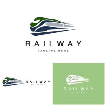 Train Logo Design. Fast Train Track Vector, Fast Transport Vehicle Illustra.. Stock Illustration