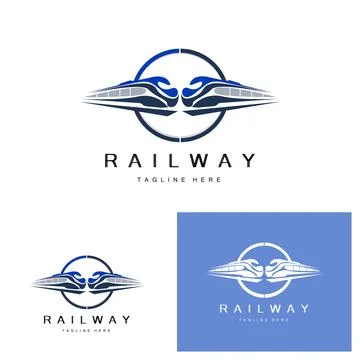 Train Logo Design. Fast Train Track Vector, Fast Transport Vehicle Illustra.. Stock Illustration