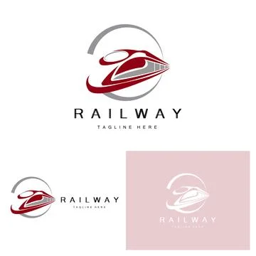 Train Logo Design. Fast Train Track Vector, Fast Transport Vehicle Illustra.. Stock Illustration