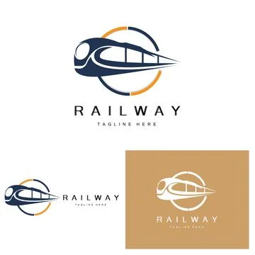 Train Logo Design. Fast Train Track Vector, Fast Transport Vehicle Illustra.. Stock Illustration