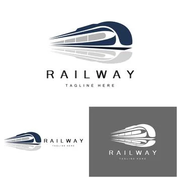 Train Logo Design. Fast Train Track Vector, Fast Transport Vehicle Illustra.. Stock Illustration