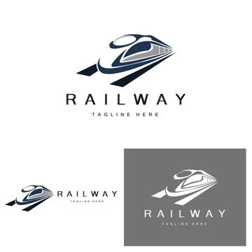 Train Logo Design. Fast Train Track Vector, Fast Transport Vehicle Illustra.. Stock Illustration