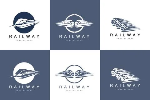 Train Logo Design. Fast Train Track Vector, Fast Transport Vehicle Illustra.. Stock Illustration