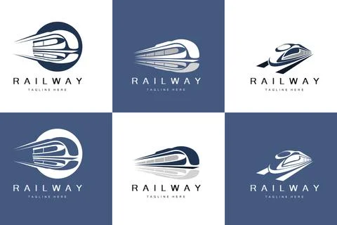 Train Logo Design. Fast Train Track Vector, Fast Transport Vehicle Illustra.. Stock Illustration