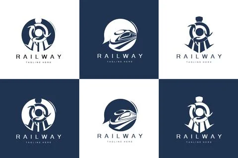 Train Logo Design. Fast Train Track Vector, Fast Transport Vehicle Illustra.. Stock Illustration