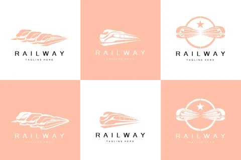 Train Logo Design. Fast Train Track Vector, Fast Transport Vehicle Illustra.. Stock Illustration
