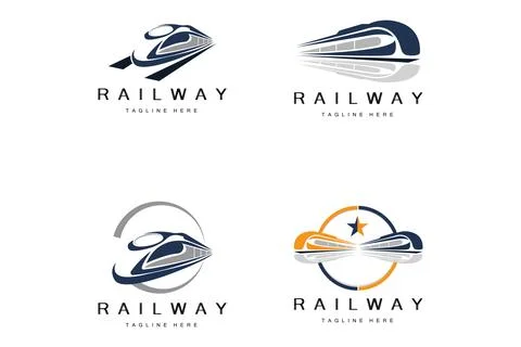 Train Logo Design. Fast Train Track Vector, Fast Transport Vehicle Illustra.. Stock Illustration