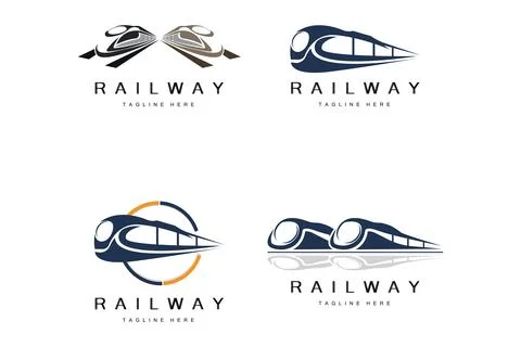 Train Logo Design. Fast Train Track Vector, Fast Transport Vehicle Illustra.. Stock Illustration