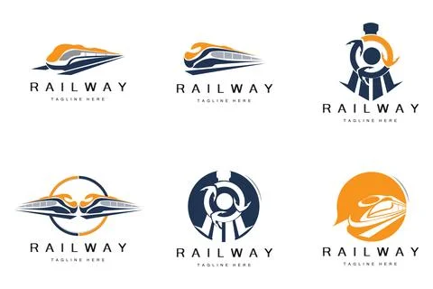 Train Logo Design. Fast Train Track Vector, Fast Transport Vehicle Illustra.. Stock Illustration