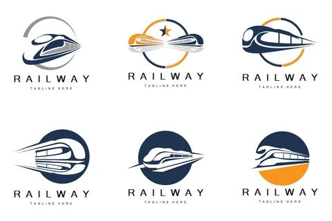 Train Logo Design. Fast Train Track Vector, Fast Transport Vehicle Illustra.. Stock Illustration
