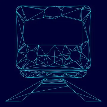 Train low poly triangulation triangulated polygonal electric cyan blue vibran Stock-Illustration