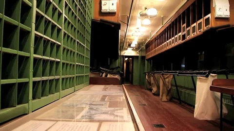 Train Mail Car in Caboose Stock Footage 71366034