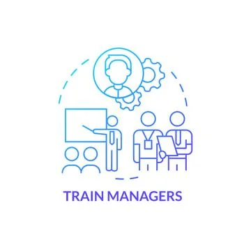 Train managers blue gradient concept icon Stock Illustration