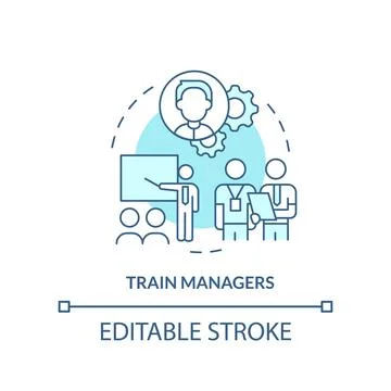 Train managers turquoise concept icon Stock Illustration