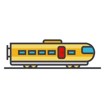 Train modern flat line illustration, concept vector isolated icon Stock Illustration