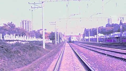 Train Motion Near Camera In Abstract Color Stock Footage 98607838