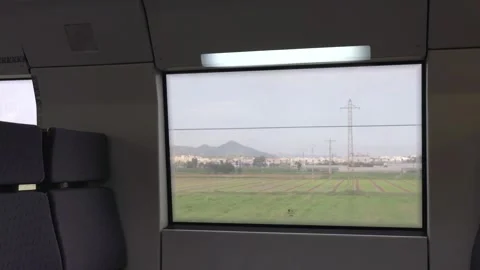 Train in motion passing through different landscapes. Stock Footage 291644977