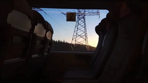 The train is in motion. View from the window Stock Footage 74593505