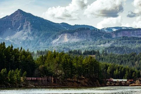 Train in the Mountain Landscape Stock Photos