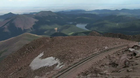 Train on Mountain Pass Stock Footage