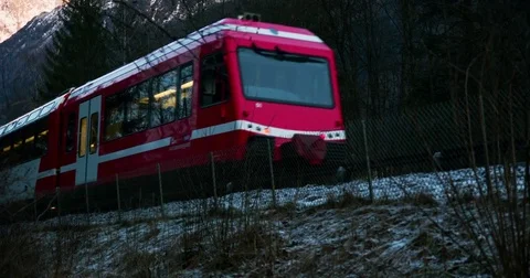 Train in mountain slowmotion Stock Footage 71354518